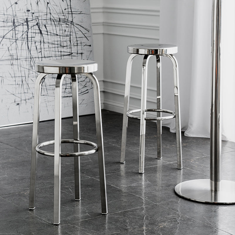 Stainless Steel Backless Glossy Barstool Nordic Brushed Tall Stool, 1 Piece Clearhalo 'Bar Furniture' 'Bar Stools' 'bar_stools' 'furn' 'furn_bar_stools' 'furniture_bar_stools' 'Kitchen & Dining Furniture' 'kitchen&dining_furn' 'kitchen' 'kitchen_furn' Furniture' 4392460