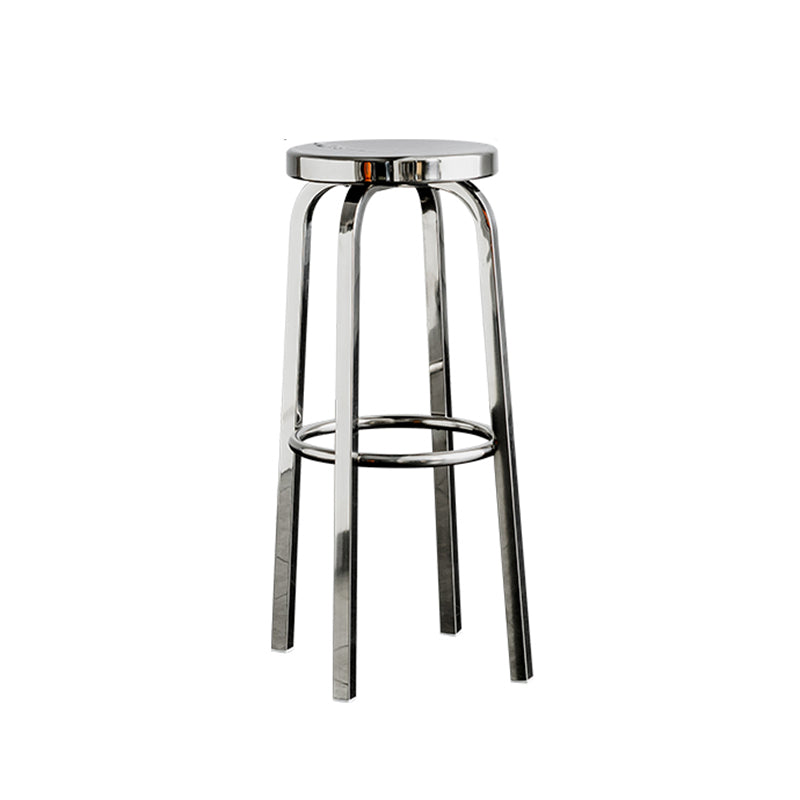 Stainless Steel Backless Glossy Barstool Nordic Brushed Tall Stool, 1 Piece Polished Chrome Non-Swivel Clearhalo 'Bar Furniture' 'Bar Stools' 'bar_stools' 'furn' 'furn_bar_stools' 'furniture_bar_stools' 'Kitchen & Dining Furniture' 'kitchen&dining_furn' 'kitchen' 'kitchen_furn' Furniture' 4392462