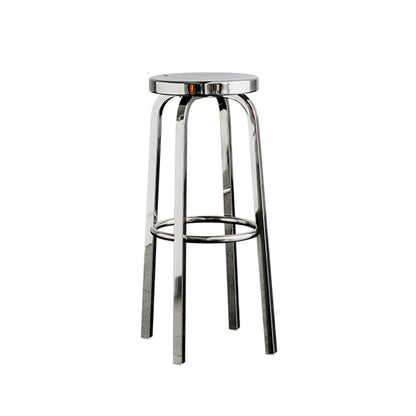 Stainless Steel Backless Glossy Barstool Nordic Brushed Tall Stool, 1 Piece Polished Chrome Non-Swivel Clearhalo 'Bar Furniture' 'Bar Stools' 'bar_stools' 'furn' 'furn_bar_stools' 'furniture_bar_stools' 'Kitchen & Dining Furniture' 'kitchen&dining_furn' 'kitchen' 'kitchen_furn' Furniture' 4392462