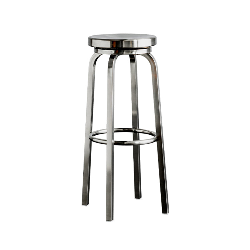 Stainless Steel Backless Glossy Barstool Nordic Brushed Tall Stool, 1 Piece Polished Chrome Swivel Clearhalo 'Bar Furniture' 'Bar Stools' 'bar_stools' 'furn' 'furn_bar_stools' 'furniture_bar_stools' 'Kitchen & Dining Furniture' 'kitchen&dining_furn' 'kitchen' 'kitchen_furn' Furniture' 4392464