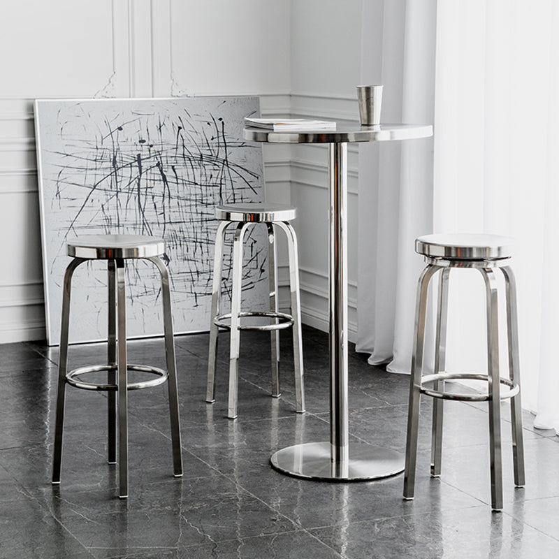 Stainless Steel Backless Glossy Barstool Nordic Brushed Tall Stool, 1 Piece Clearhalo 'Bar Furniture' 'Bar Stools' 'bar_stools' 'furn' 'furn_bar_stools' 'furniture_bar_stools' 'Kitchen & Dining Furniture' 'kitchen&dining_furn' 'kitchen' 'kitchen_furn' Furniture' 4392465