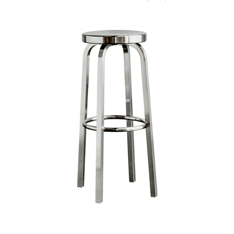Stainless Steel Backless Glossy Barstool Nordic Brushed Tall Stool, 1 Piece Silver Non-Swivel Clearhalo 'Bar Furniture' 'Bar Stools' 'bar_stools' 'furn' 'furn_bar_stools' 'furniture_bar_stools' 'Kitchen & Dining Furniture' 'kitchen&dining_furn' 'kitchen' 'kitchen_furn' Furniture' 4392466