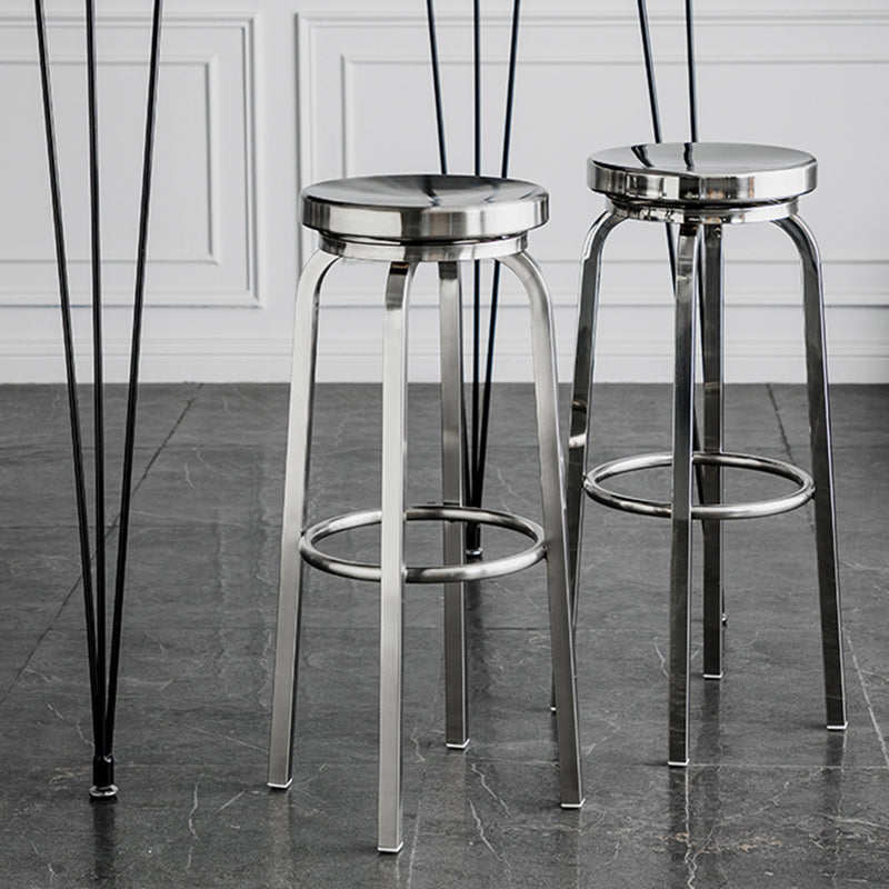 Stainless Steel Backless Glossy Barstool Nordic Brushed Tall Stool, 1 Piece Clearhalo 'Bar Furniture' 'Bar Stools' 'bar_stools' 'furn' 'furn_bar_stools' 'furniture_bar_stools' 'Kitchen & Dining Furniture' 'kitchen&dining_furn' 'kitchen' 'kitchen_furn' Furniture' 4392467