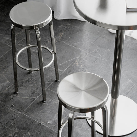Stainless Steel Backless Glossy Barstool Nordic Brushed Tall Stool, 1 Piece Clearhalo 'Bar Furniture' 'Bar Stools' 'bar_stools' 'furn' 'furn_bar_stools' 'furniture_bar_stools' 'Kitchen & Dining Furniture' 'kitchen&dining_furn' 'kitchen' 'kitchen_furn' Furniture' 4392473