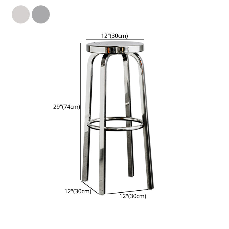 Stainless Steel Backless Glossy Barstool Nordic Brushed Tall Stool, 1 Piece Clearhalo 'Bar Furniture' 'Bar Stools' 'bar_stools' 'furn' 'furn_bar_stools' 'furniture_bar_stools' 'Kitchen & Dining Furniture' 'kitchen&dining_furn' 'kitchen' 'kitchen_furn' Furniture' 4392474