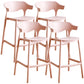 Stackable Plastic Indoor Counter Stools Low Back Scandinavian Bar Stools with 4 Legs Pink 4 Piece Set Counter Stool(26"H) Clearhalo 'Bar Furniture' 'Bar Stools' 'bar_stools' 'furn' 'furn_bar_stools' 'furniture_bar_stools' 'Kitchen & Dining Furniture' 'kitchen&dining_furn' 'kitchen' 'kitchen_furn' Furniture' 4392489