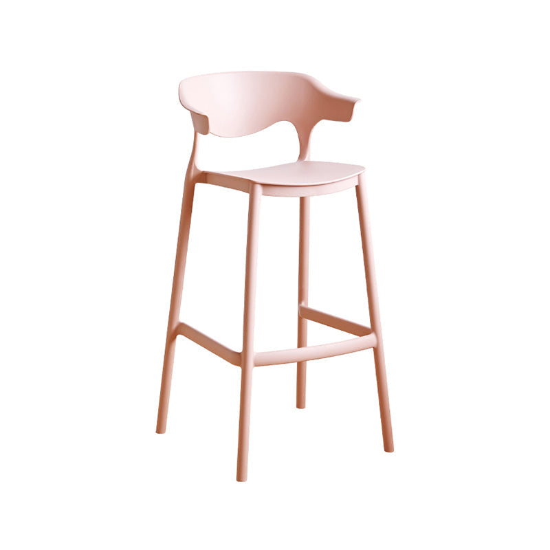 Stackable Plastic Indoor Counter Stools Low Back Scandinavian Bar Stools with 4 Legs Pink 1 Piece Bar Stool(30"H) Clearhalo 'Bar Furniture' 'Bar Stools' 'bar_stools' 'furn' 'furn_bar_stools' 'furniture_bar_stools' 'Kitchen & Dining Furniture' 'kitchen&dining_furn' 'kitchen' 'kitchen_furn' Furniture' 4392497