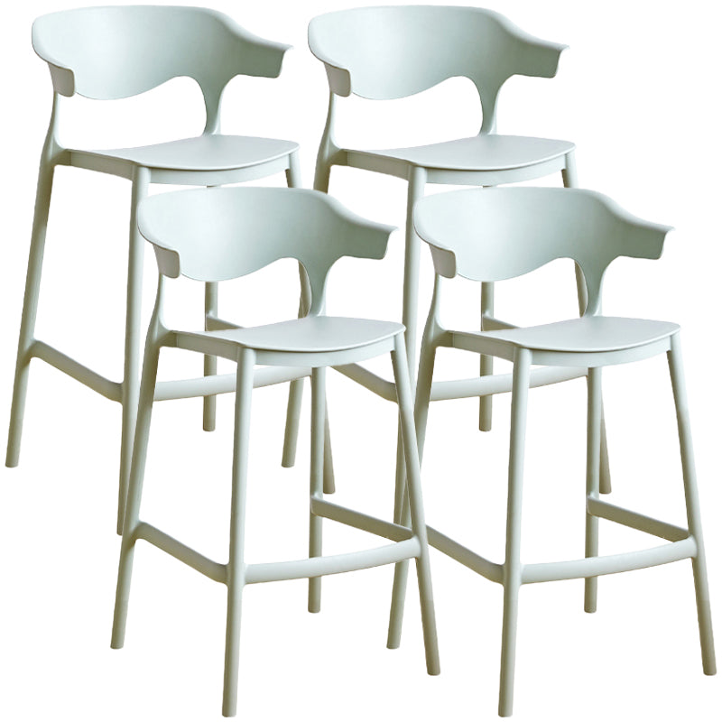 Stackable Plastic Indoor Counter Stools Low Back Scandinavian Bar Stools with 4 Legs Green 4 Piece Set Counter Stool(26"H) Clearhalo 'Bar Furniture' 'Bar Stools' 'bar_stools' 'furn' 'furn_bar_stools' 'furniture_bar_stools' 'Kitchen & Dining Furniture' 'kitchen&dining_furn' 'kitchen' 'kitchen_furn' Furniture' 4392500