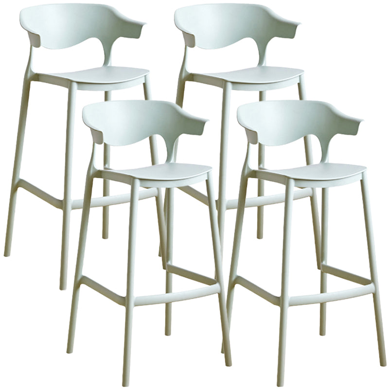Stackable Plastic Indoor Counter Stools Low Back Scandinavian Bar Stools with 4 Legs Green 4 Piece Set Bar Stool(30"H) Clearhalo 'Bar Furniture' 'Bar Stools' 'bar_stools' 'furn' 'furn_bar_stools' 'furniture_bar_stools' 'Kitchen & Dining Furniture' 'kitchen&dining_furn' 'kitchen' 'kitchen_furn' Furniture' 4392503