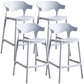 Stackable Plastic Indoor Counter Stools Low Back Scandinavian Bar Stools with 4 Legs Grey 4 Piece Set Counter Stool(26"H) Clearhalo 'Bar Furniture' 'Bar Stools' 'bar_stools' 'furn' 'furn_bar_stools' 'furniture_bar_stools' 'Kitchen & Dining Furniture' 'kitchen&dining_furn' 'kitchen' 'kitchen_furn' Furniture' 4392506