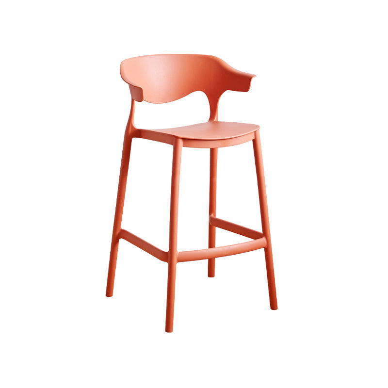 Stackable Plastic Indoor Counter Stools Low Back Scandinavian Bar Stools with 4 Legs Orange 1 Piece Counter Stool(26"H) Clearhalo 'Bar Furniture' 'Bar Stools' 'bar_stools' 'furn' 'furn_bar_stools' 'furniture_bar_stools' 'Kitchen & Dining Furniture' 'kitchen&dining_furn' 'kitchen' 'kitchen_furn' Furniture' 4392513