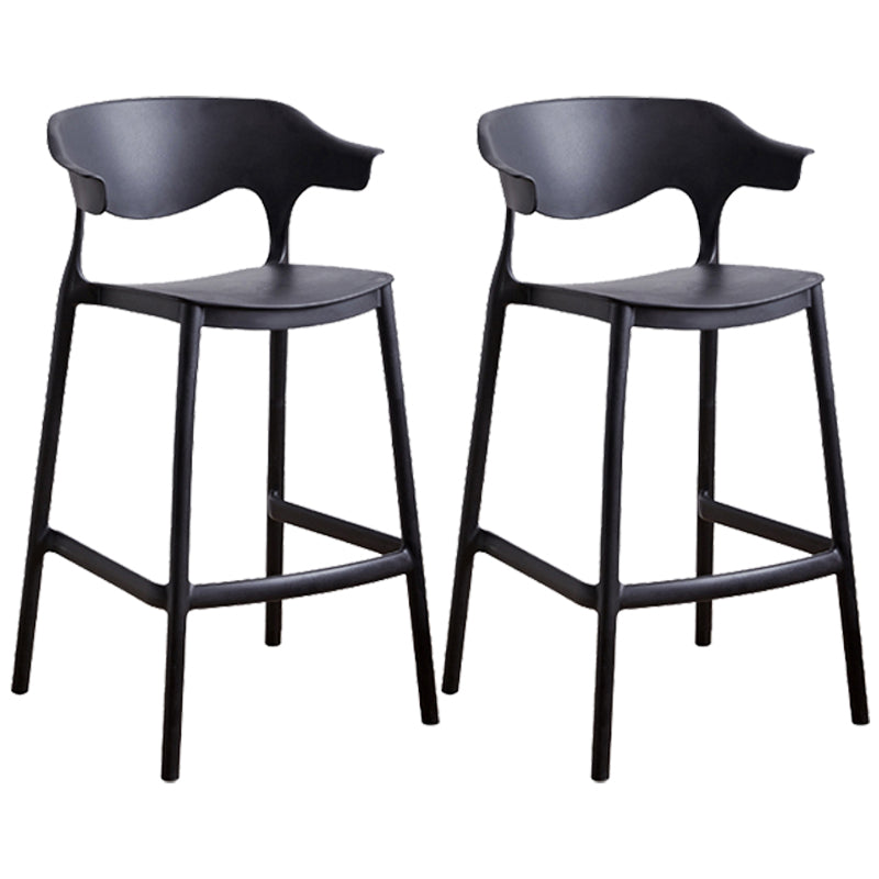 Stackable Plastic Indoor Counter Stools Low Back Scandinavian Bar Stools with 4 Legs Black 2 Piece Set Counter Stool(26"H) Clearhalo 'Bar Furniture' 'Bar Stools' 'bar_stools' 'furn' 'furn_bar_stools' 'furniture_bar_stools' 'Kitchen & Dining Furniture' 'kitchen&dining_furn' 'kitchen' 'kitchen_furn' Furniture' 4392520