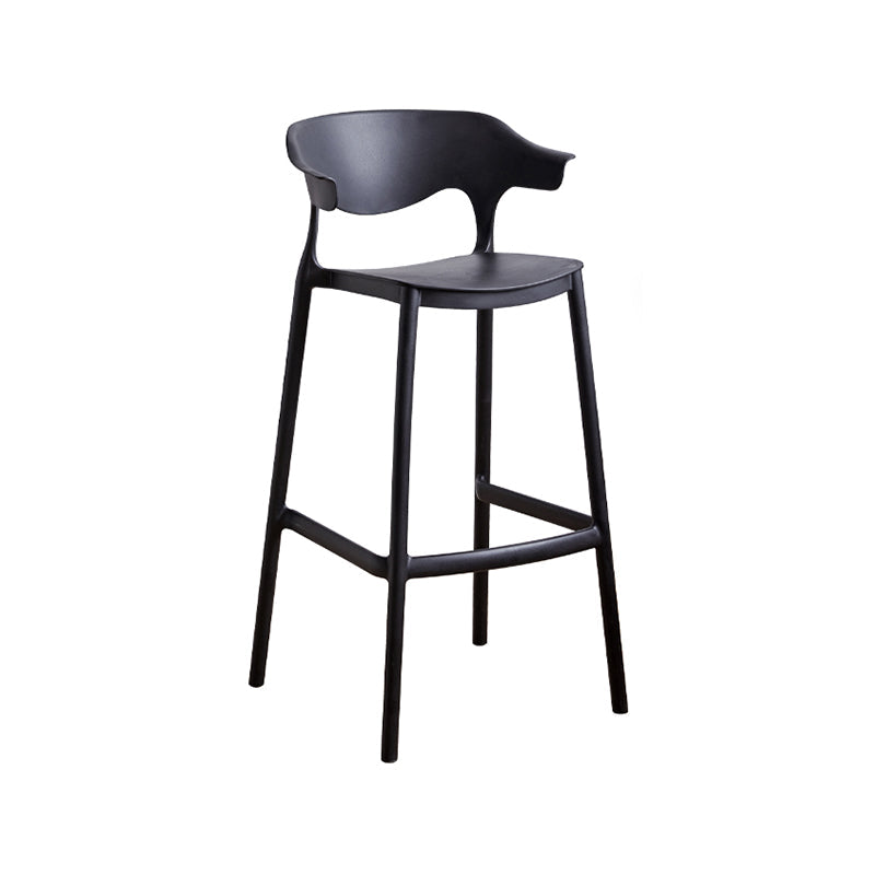 Stackable Plastic Indoor Counter Stools Low Back Scandinavian Bar Stools with 4 Legs Black 1 Piece Bar Stool(30"H) Clearhalo 'Bar Furniture' 'Bar Stools' 'bar_stools' 'furn' 'furn_bar_stools' 'furniture_bar_stools' 'Kitchen & Dining Furniture' 'kitchen&dining_furn' 'kitchen' 'kitchen_furn' Furniture' 4392522