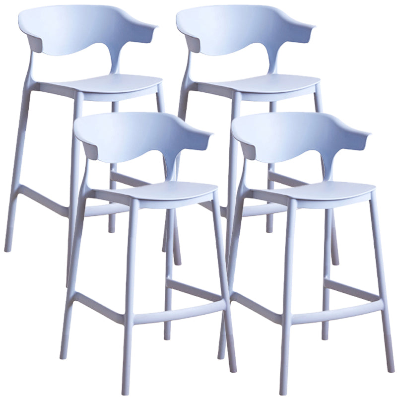 Stackable Plastic Indoor Counter Stools Low Back Scandinavian Bar Stools with 4 Legs Blue 4 Piece Set Counter Stool(26"H) Clearhalo 'Bar Furniture' 'Bar Stools' 'bar_stools' 'furn' 'furn_bar_stools' 'furniture_bar_stools' 'Kitchen & Dining Furniture' 'kitchen&dining_furn' 'kitchen' 'kitchen_furn' Furniture' 4392524