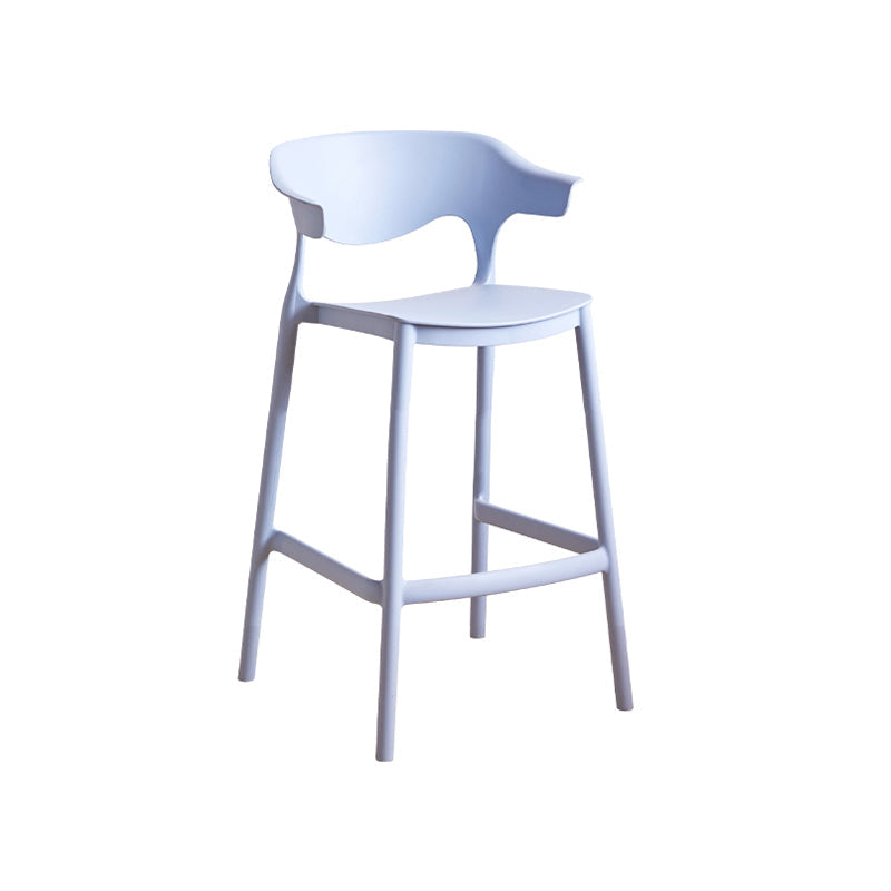 Stackable Plastic Indoor Counter Stools Low Back Scandinavian Bar Stools with 4 Legs Blue 1 Piece Counter Stool(26"H) Clearhalo 'Bar Furniture' 'Bar Stools' 'bar_stools' 'furn' 'furn_bar_stools' 'furniture_bar_stools' 'Kitchen & Dining Furniture' 'kitchen&dining_furn' 'kitchen' 'kitchen_furn' Furniture' 4392525