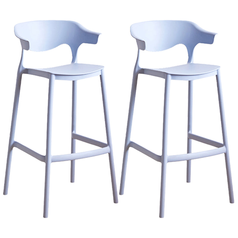 Stackable Plastic Indoor Counter Stools Low Back Scandinavian Bar Stools with 4 Legs Blue 2 Piece Set Bar Stool(30"H) Clearhalo 'Bar Furniture' 'Bar Stools' 'bar_stools' 'furn' 'furn_bar_stools' 'furniture_bar_stools' 'Kitchen & Dining Furniture' 'kitchen&dining_furn' 'kitchen' 'kitchen_furn' Furniture' 4392529