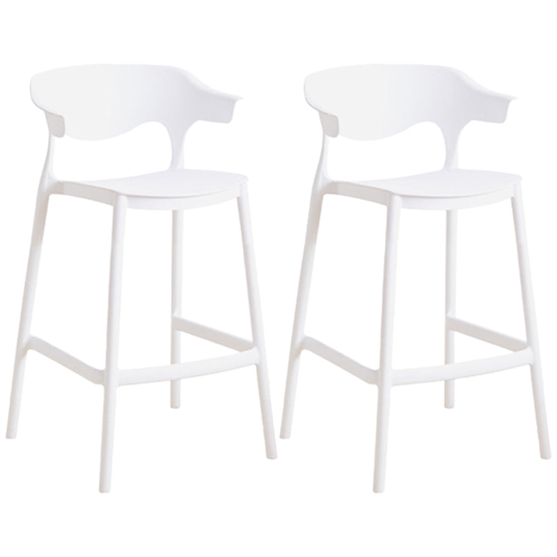 Stackable Plastic Indoor Counter Stools Low Back Scandinavian Bar Stools with 4 Legs White 2 Piece Set Counter Stool(26"H) Clearhalo 'Bar Furniture' 'Bar Stools' 'bar_stools' 'furn' 'furn_bar_stools' 'furniture_bar_stools' 'Kitchen & Dining Furniture' 'kitchen&dining_furn' 'kitchen' 'kitchen_furn' Furniture' 4392532