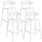 Stackable Plastic Indoor Counter Stools Low Back Scandinavian Bar Stools with 4 Legs White 4 Piece Set Bar Stool(30"H) Clearhalo 'Bar Furniture' 'Bar Stools' 'bar_stools' 'furn' 'furn_bar_stools' 'furniture_bar_stools' 'Kitchen & Dining Furniture' 'kitchen&dining_furn' 'kitchen' 'kitchen_furn' Furniture' 4392533