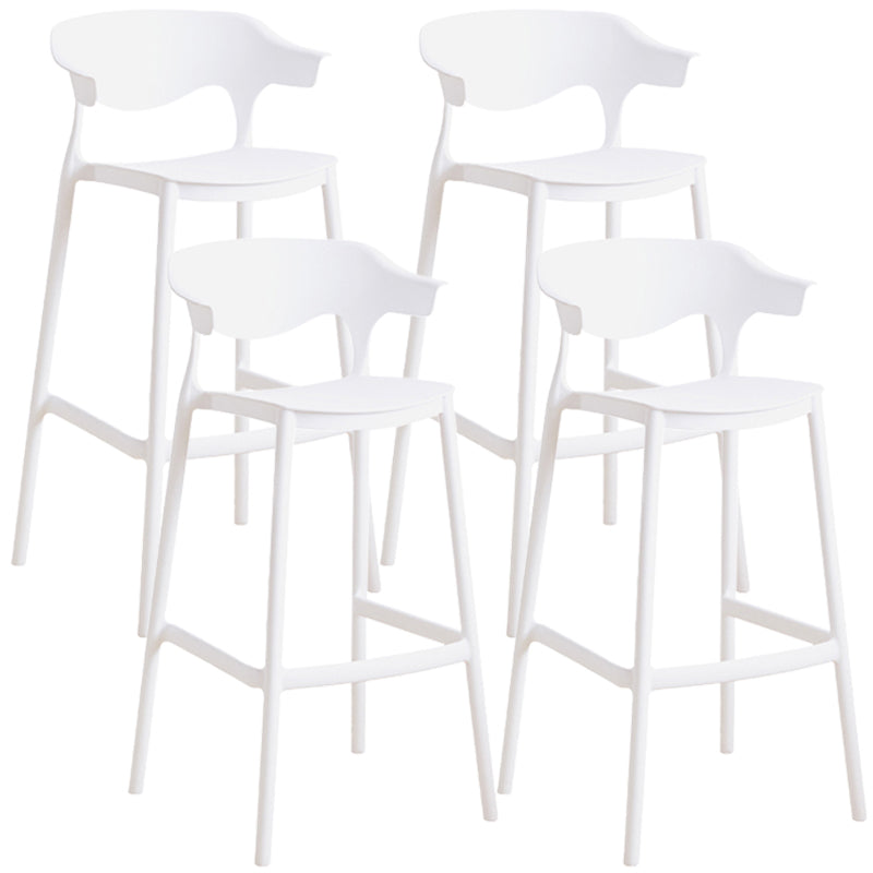 Stackable Plastic Indoor Counter Stools Low Back Scandinavian Bar Stools with 4 Legs White 4 Piece Set Bar Stool(30"H) Clearhalo 'Bar Furniture' 'Bar Stools' 'bar_stools' 'furn' 'furn_bar_stools' 'furniture_bar_stools' 'Kitchen & Dining Furniture' 'kitchen&dining_furn' 'kitchen' 'kitchen_furn' Furniture' 4392533