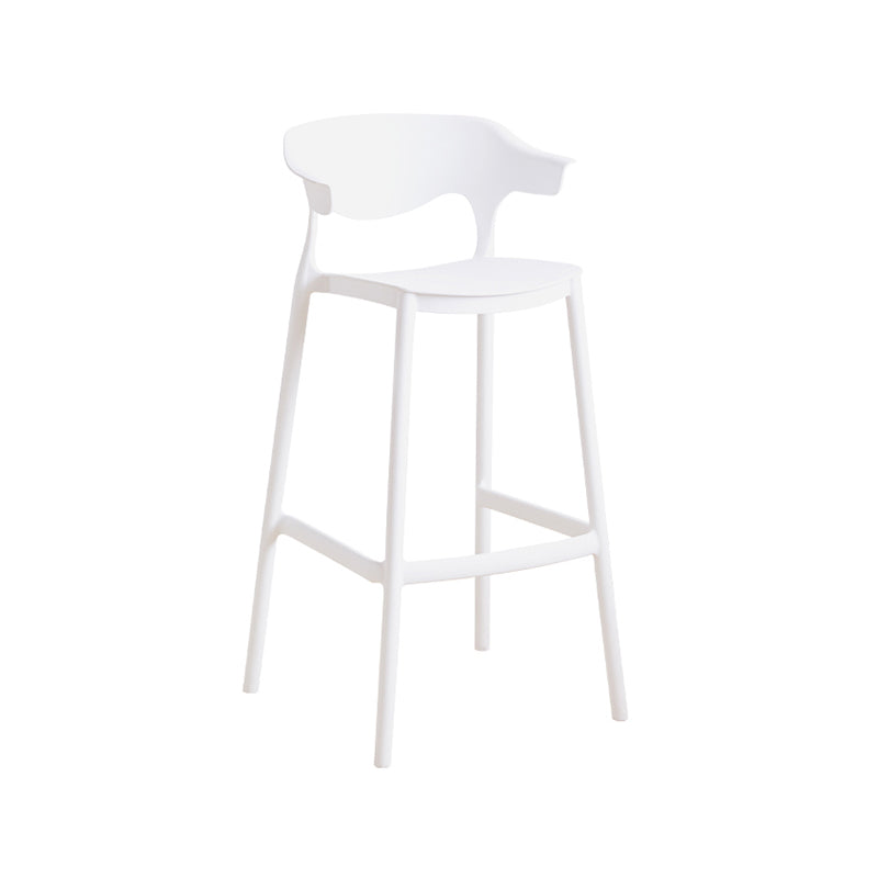 Stackable Plastic Indoor Counter Stools Low Back Scandinavian Bar Stools with 4 Legs White 1 Piece Bar Stool(30"H) Clearhalo 'Bar Furniture' 'Bar Stools' 'bar_stools' 'furn' 'furn_bar_stools' 'furniture_bar_stools' 'Kitchen & Dining Furniture' 'kitchen&dining_furn' 'kitchen' 'kitchen_furn' Furniture' 4392534