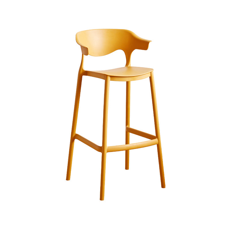 Stackable Plastic Indoor Counter Stools Low Back Scandinavian Bar Stools with 4 Legs Yellow 1 Piece Bar Stool(30"H) Clearhalo 'Bar Furniture' 'Bar Stools' 'bar_stools' 'furn' 'furn_bar_stools' 'furniture_bar_stools' 'Kitchen & Dining Furniture' 'kitchen&dining_furn' 'kitchen' 'kitchen_furn' Furniture' 4392540