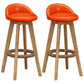 Natural Wood Upholstered Counter Stools Scandinavian Low Back Bar Stools Orange 2 Piece Set Clearhalo 'Bar Furniture' 'Bar Stools' 'bar_stools' 'furn' 'furn_bar_stools' 'furniture_bar_stools' 'Kitchen & Dining Furniture' 'kitchen&dining_furn' 'kitchen' 'kitchen_furn' Furniture' 4392548