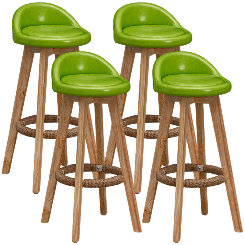 Natural Wood Upholstered Counter Stools Scandinavian Low Back Bar Stools Green 4 Piece Set Clearhalo 'Bar Furniture' 'Bar Stools' 'bar_stools' 'furn' 'furn_bar_stools' 'furniture_bar_stools' 'Kitchen & Dining Furniture' 'kitchen&dining_furn' 'kitchen' 'kitchen_furn' Furniture' 4392550