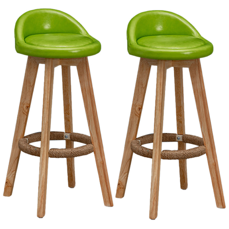 Natural Wood Upholstered Counter Stools Scandinavian Low Back Bar Stools Green 2 Piece Set Clearhalo 'Bar Furniture' 'Bar Stools' 'bar_stools' 'furn' 'furn_bar_stools' 'furniture_bar_stools' 'Kitchen & Dining Furniture' 'kitchen&dining_furn' 'kitchen' 'kitchen_furn' Furniture' 4392555