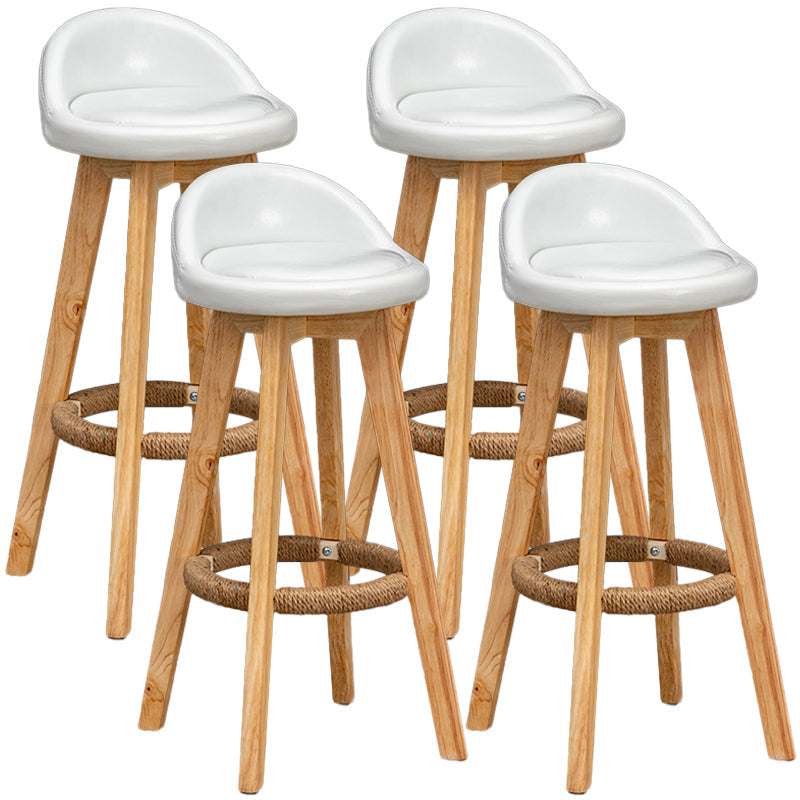 Natural Wood Upholstered Counter Stools Scandinavian Low Back Bar Stools White 4 Piece Set Clearhalo 'Bar Furniture' 'Bar Stools' 'bar_stools' 'furn' 'furn_bar_stools' 'furniture_bar_stools' 'Kitchen & Dining Furniture' 'kitchen&dining_furn' 'kitchen' 'kitchen_furn' Furniture' 4392557