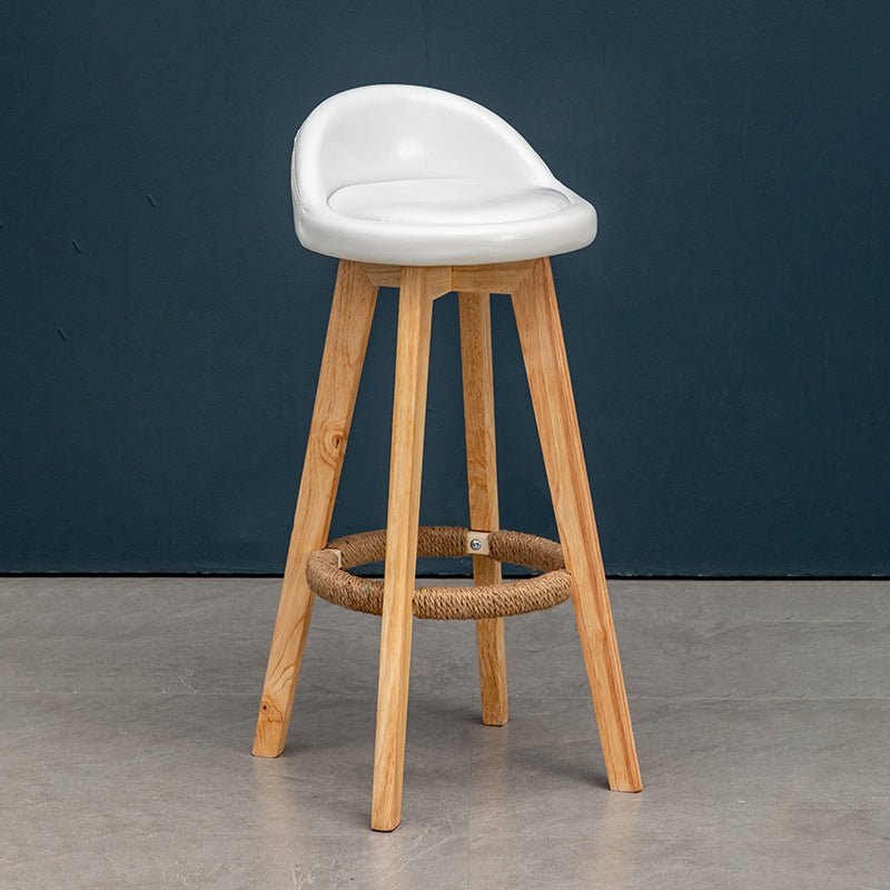 Natural Wood Upholstered Counter Stools Scandinavian Low Back Bar Stools White 1 Piece Clearhalo 'Bar Furniture' 'Bar Stools' 'bar_stools' 'furn' 'furn_bar_stools' 'furniture_bar_stools' 'Kitchen & Dining Furniture' 'kitchen&dining_furn' 'kitchen' 'kitchen_furn' Furniture' 4392558