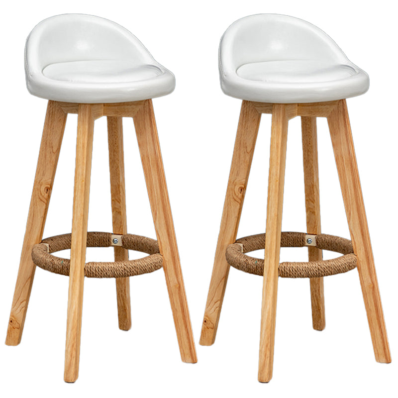Natural Wood Upholstered Counter Stools Scandinavian Low Back Bar Stools White 2 Piece Set Clearhalo 'Bar Furniture' 'Bar Stools' 'bar_stools' 'furn' 'furn_bar_stools' 'furniture_bar_stools' 'Kitchen & Dining Furniture' 'kitchen&dining_furn' 'kitchen' 'kitchen_furn' Furniture' 4392561
