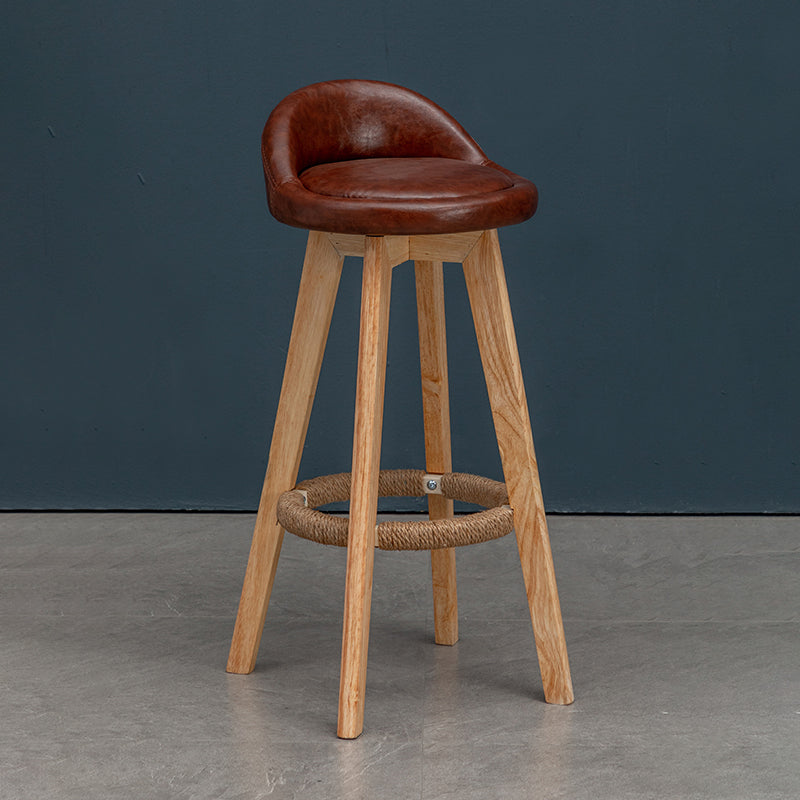 Natural Wood Upholstered Counter Stools Scandinavian Low Back Bar Stools Brown 1 Piece Clearhalo 'Bar Furniture' 'Bar Stools' 'bar_stools' 'furn' 'furn_bar_stools' 'furniture_bar_stools' 'Kitchen & Dining Furniture' 'kitchen&dining_furn' 'kitchen' 'kitchen_furn' Furniture' 4392565