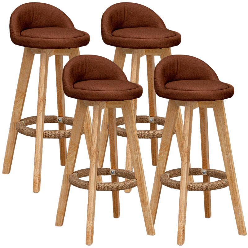 Natural Wood Upholstered Counter Stools Scandinavian Low Back Bar Stools Coffee 4 Piece Set Clearhalo 'Bar Furniture' 'Bar Stools' 'bar_stools' 'furn' 'furn_bar_stools' 'furniture_bar_stools' 'Kitchen & Dining Furniture' 'kitchen&dining_furn' 'kitchen' 'kitchen_furn' Furniture' 4392568