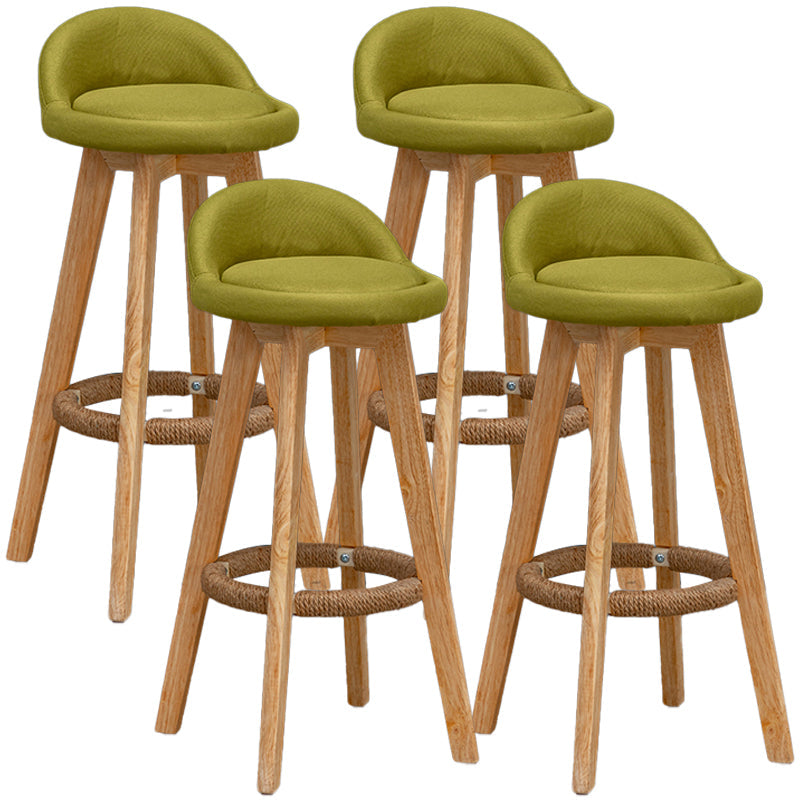 Natural Wood Upholstered Counter Stools Scandinavian Low Back Bar Stools Turquoise 4 Piece Set Clearhalo 'Bar Furniture' 'Bar Stools' 'bar_stools' 'furn' 'furn_bar_stools' 'furniture_bar_stools' 'Kitchen & Dining Furniture' 'kitchen&dining_furn' 'kitchen' 'kitchen_furn' Furniture' 4392574
