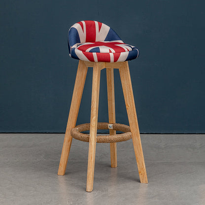 Natural Wood Upholstered Counter Stools Scandinavian Low Back Bar Stools Red-White-Blue 1 Piece Clearhalo 'Bar Furniture' 'Bar Stools' 'bar_stools' 'furn' 'furn_bar_stools' 'furniture_bar_stools' 'Kitchen & Dining Furniture' 'kitchen&dining_furn' 'kitchen' 'kitchen_furn' Furniture' 4392578