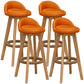 Natural Wood Upholstered Counter Stools Scandinavian Low Back Bar Stools Orange 4 Piece Set Clearhalo 'Bar Furniture' 'Bar Stools' 'bar_stools' 'furn' 'furn_bar_stools' 'furniture_bar_stools' 'Kitchen & Dining Furniture' 'kitchen&dining_furn' 'kitchen' 'kitchen_furn' Furniture' 4392580