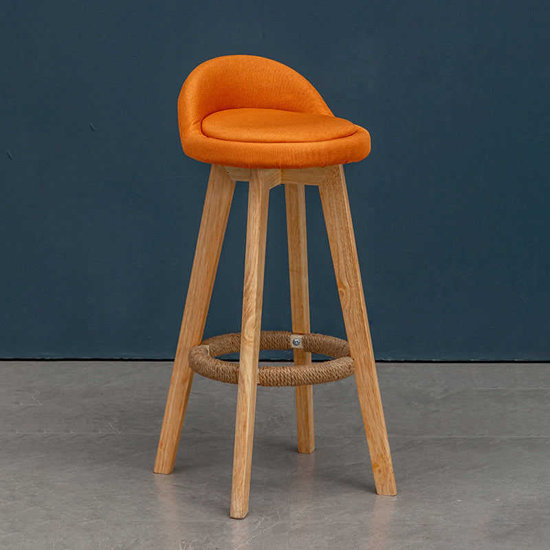 Natural Wood Upholstered Counter Stools Scandinavian Low Back Bar Stools Orange 1 Piece Clearhalo 'Bar Furniture' 'Bar Stools' 'bar_stools' 'furn' 'furn_bar_stools' 'furniture_bar_stools' 'Kitchen & Dining Furniture' 'kitchen&dining_furn' 'kitchen' 'kitchen_furn' Furniture' 4392581