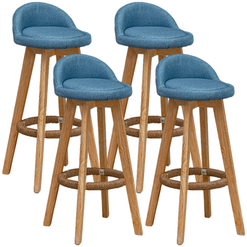 Natural Wood Upholstered Counter Stools Scandinavian Low Back Bar Stools Blue 4 Piece Set Clearhalo 'Bar Furniture' 'Bar Stools' 'bar_stools' 'furn' 'furn_bar_stools' 'furniture_bar_stools' 'Kitchen & Dining Furniture' 'kitchen&dining_furn' 'kitchen' 'kitchen_furn' Furniture' 4392583