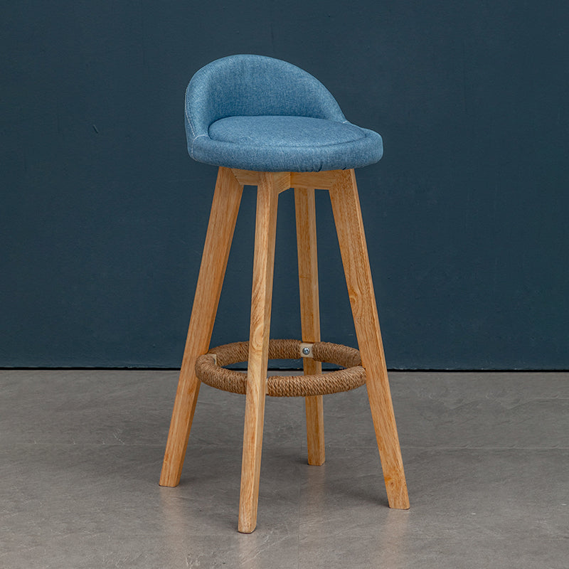 Natural Wood Upholstered Counter Stools Scandinavian Low Back Bar Stools Blue 1 Piece Clearhalo 'Bar Furniture' 'Bar Stools' 'bar_stools' 'furn' 'furn_bar_stools' 'furniture_bar_stools' 'Kitchen & Dining Furniture' 'kitchen&dining_furn' 'kitchen' 'kitchen_furn' Furniture' 4392584