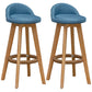 Natural Wood Upholstered Counter Stools Scandinavian Low Back Bar Stools Blue 2 Piece Set Clearhalo 'Bar Furniture' 'Bar Stools' 'bar_stools' 'furn' 'furn_bar_stools' 'furniture_bar_stools' 'Kitchen & Dining Furniture' 'kitchen&dining_furn' 'kitchen' 'kitchen_furn' Furniture' 4392585