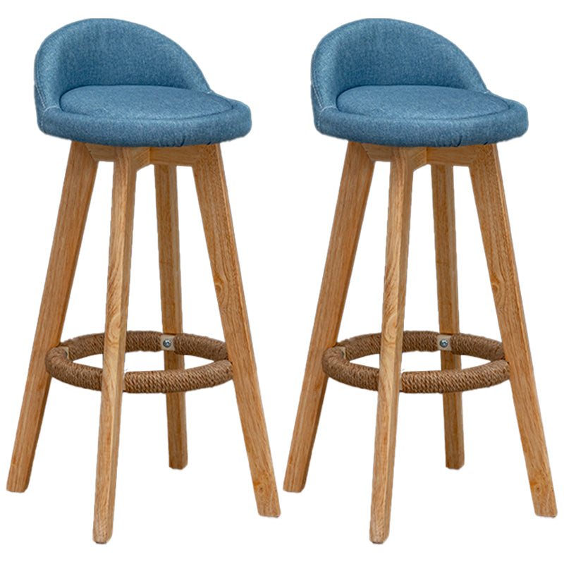 Natural Wood Upholstered Counter Stools Scandinavian Low Back Bar Stools Blue 2 Piece Set Clearhalo 'Bar Furniture' 'Bar Stools' 'bar_stools' 'furn' 'furn_bar_stools' 'furniture_bar_stools' 'Kitchen & Dining Furniture' 'kitchen&dining_furn' 'kitchen' 'kitchen_furn' Furniture' 4392585