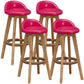 Natural Wood Upholstered Counter Stools Scandinavian Low Back Bar Stools Rose Red 4 Piece Set Clearhalo 'Bar Furniture' 'Bar Stools' 'bar_stools' 'furn' 'furn_bar_stools' 'furniture_bar_stools' 'Kitchen & Dining Furniture' 'kitchen&dining_furn' 'kitchen' 'kitchen_furn' Furniture' 4392586