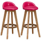 Natural Wood Upholstered Counter Stools Scandinavian Low Back Bar Stools Rose Red 2 Piece Set Clearhalo 'Bar Furniture' 'Bar Stools' 'bar_stools' 'furn' 'furn_bar_stools' 'furniture_bar_stools' 'Kitchen & Dining Furniture' 'kitchen&dining_furn' 'kitchen' 'kitchen_furn' Furniture' 4392588