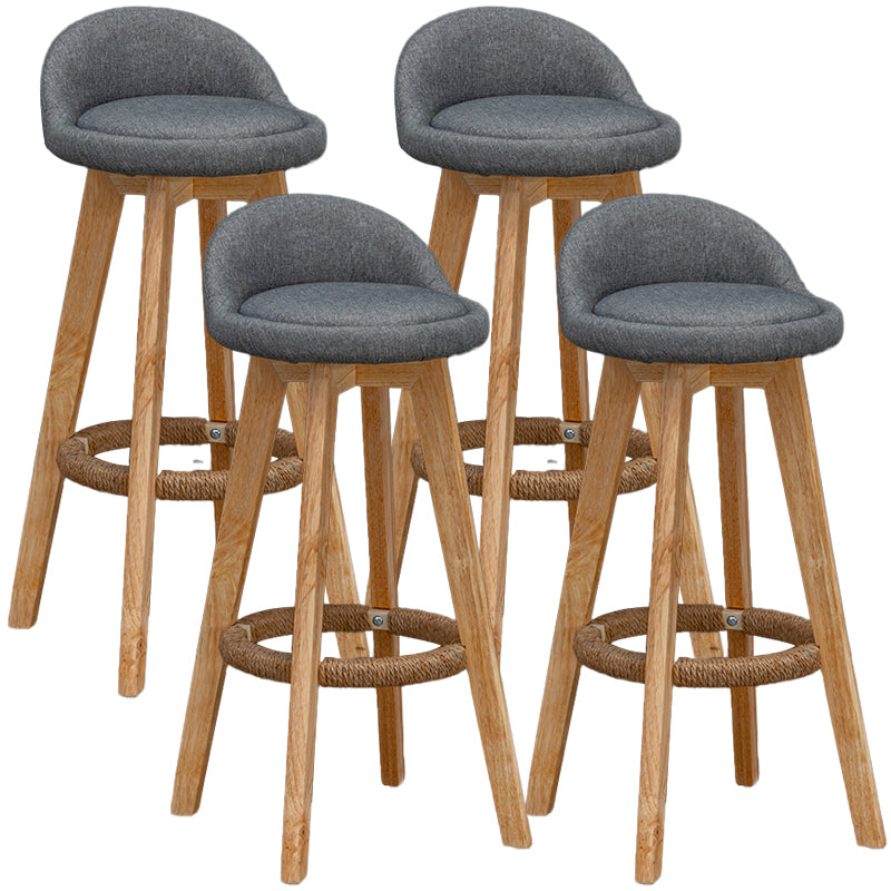 Natural Wood Upholstered Counter Stools Scandinavian Low Back Bar Stools Grey 4 Piece Set Clearhalo 'Bar Furniture' 'Bar Stools' 'bar_stools' 'furn' 'furn_bar_stools' 'furniture_bar_stools' 'Kitchen & Dining Furniture' 'kitchen&dining_furn' 'kitchen' 'kitchen_furn' Furniture' 4392592