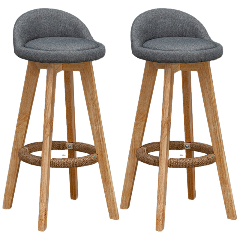 Natural Wood Upholstered Counter Stools Scandinavian Low Back Bar Stools Grey 2 Piece Set Clearhalo 'Bar Furniture' 'Bar Stools' 'bar_stools' 'furn' 'furn_bar_stools' 'furniture_bar_stools' 'Kitchen & Dining Furniture' 'kitchen&dining_furn' 'kitchen' 'kitchen_furn' Furniture' 4392594