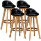 Natural Wood Upholstered Counter Stools Scandinavian Low Back Bar Stools Black 4 Piece Set Clearhalo 'Bar Furniture' 'Bar Stools' 'bar_stools' 'furn' 'furn_bar_stools' 'furniture_bar_stools' 'Kitchen & Dining Furniture' 'kitchen&dining_furn' 'kitchen' 'kitchen_furn' Furniture' 4392595