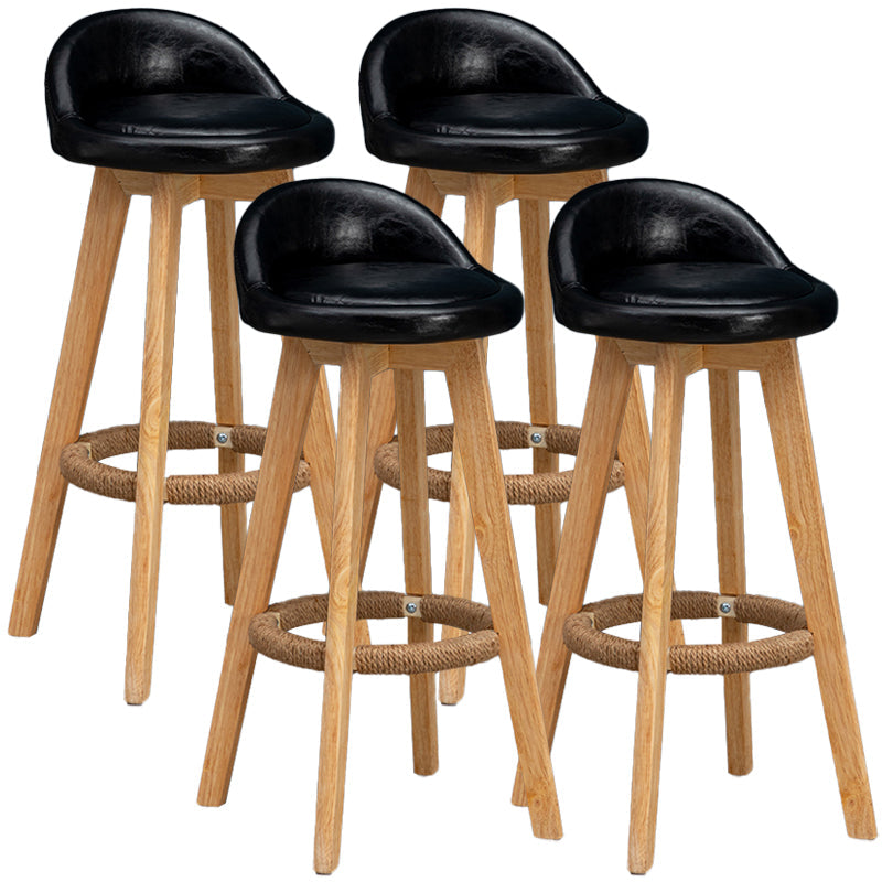 Natural Wood Upholstered Counter Stools Scandinavian Low Back Bar Stools Black 4 Piece Set Clearhalo 'Bar Furniture' 'Bar Stools' 'bar_stools' 'furn' 'furn_bar_stools' 'furniture_bar_stools' 'Kitchen & Dining Furniture' 'kitchen&dining_furn' 'kitchen' 'kitchen_furn' Furniture' 4392595