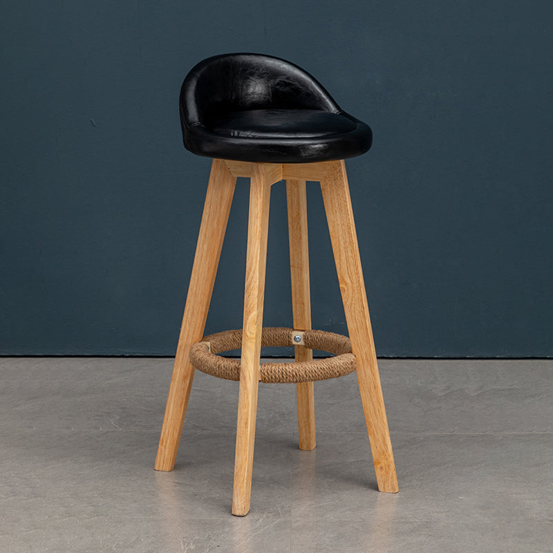 Natural Wood Upholstered Counter Stools Scandinavian Low Back Bar Stools Black 1 Piece Clearhalo 'Bar Furniture' 'Bar Stools' 'bar_stools' 'furn' 'furn_bar_stools' 'furniture_bar_stools' 'Kitchen & Dining Furniture' 'kitchen&dining_furn' 'kitchen' 'kitchen_furn' Furniture' 4392596