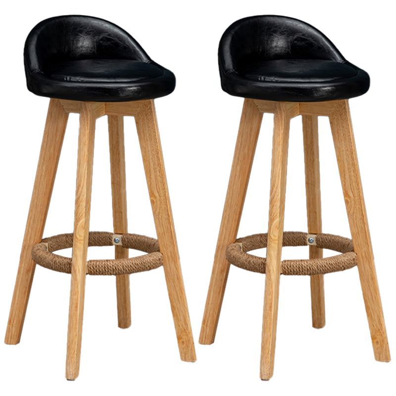 Natural Wood Upholstered Counter Stools Scandinavian Low Back Bar Stools Black 2 Piece Set Clearhalo 'Bar Furniture' 'Bar Stools' 'bar_stools' 'furn' 'furn_bar_stools' 'furniture_bar_stools' 'Kitchen & Dining Furniture' 'kitchen&dining_furn' 'kitchen' 'kitchen_furn' Furniture' 4392597