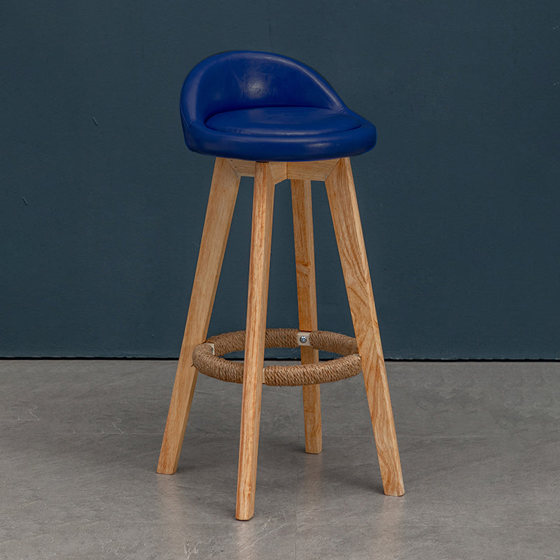 Natural Wood Upholstered Counter Stools Scandinavian Low Back Bar Stools Navy Blue 1 Piece Clearhalo 'Bar Furniture' 'Bar Stools' 'bar_stools' 'furn' 'furn_bar_stools' 'furniture_bar_stools' 'Kitchen & Dining Furniture' 'kitchen&dining_furn' 'kitchen' 'kitchen_furn' Furniture' 4392599